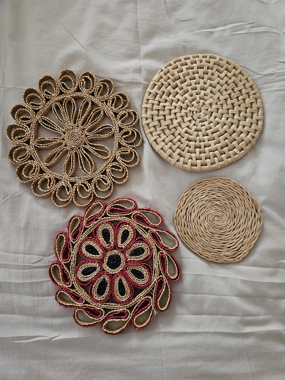 Set of 4 Vintage Wicker Trivets